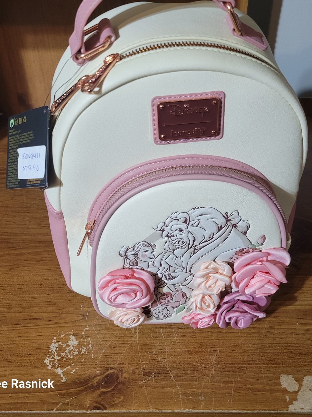 Disney Loungefly Beauty and the Beast Floral Mini Backpack - Cream & Pink